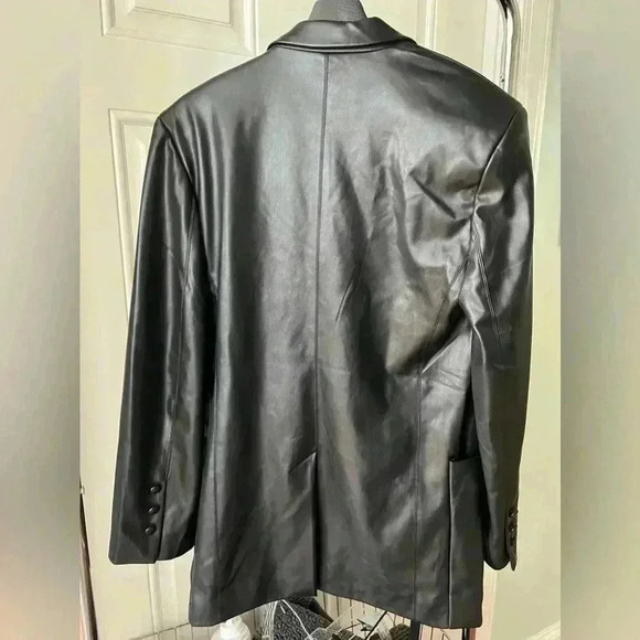 AFRM leather blazer long line jacket with buttons oversized. - Picture 2 of 4